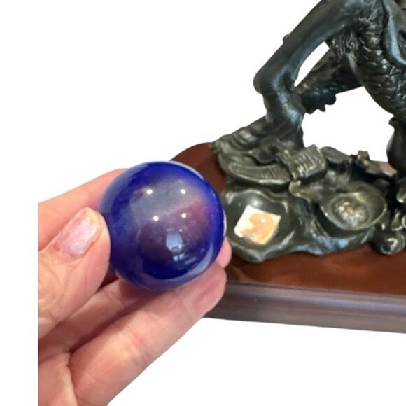 Polyresin Pixiu Dragon with Sword on Wood Stand in Box - Picture 7 of 10